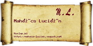 Mahács Lucián névjegykártya